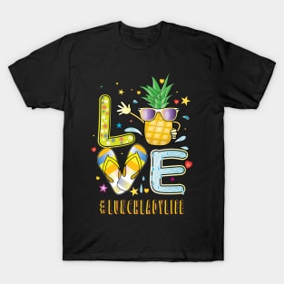 Love lunchlady Life Pineapple Sunglasses Flip Flop T-Shirt